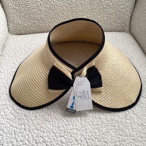 Time & True Packable Straw Visor Hat, NWT